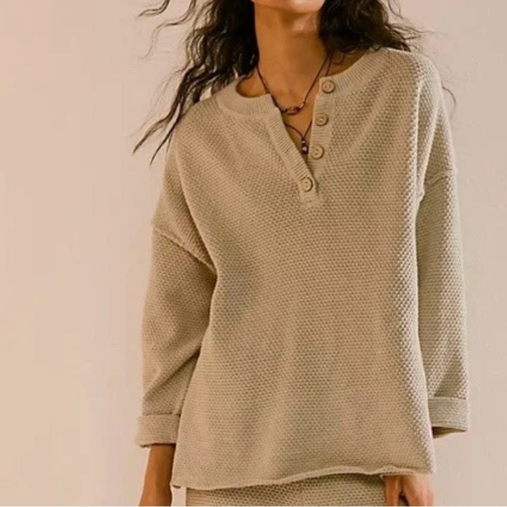 Free People Cozy Beige Hailee Sweater